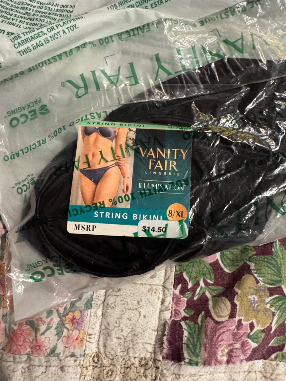 Vanity Fair Black String Bikini Panty